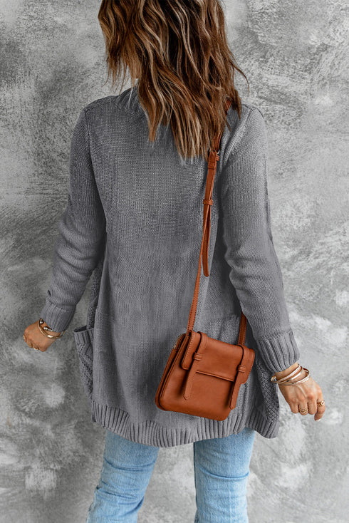 Front Pocket And Buttons Closure Cardigan